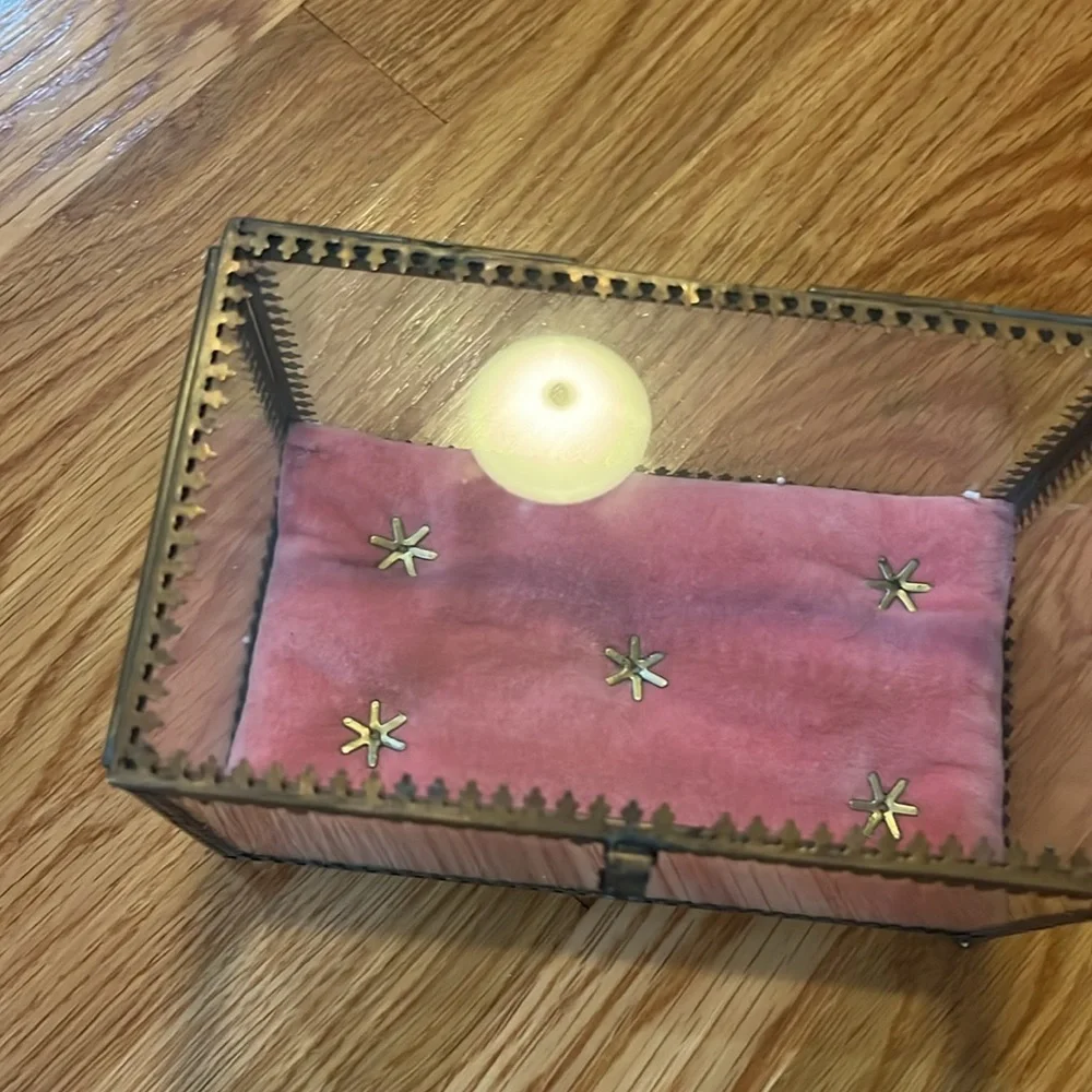 Anthropologie Velvet Lined Glass Jewelry Box NIB